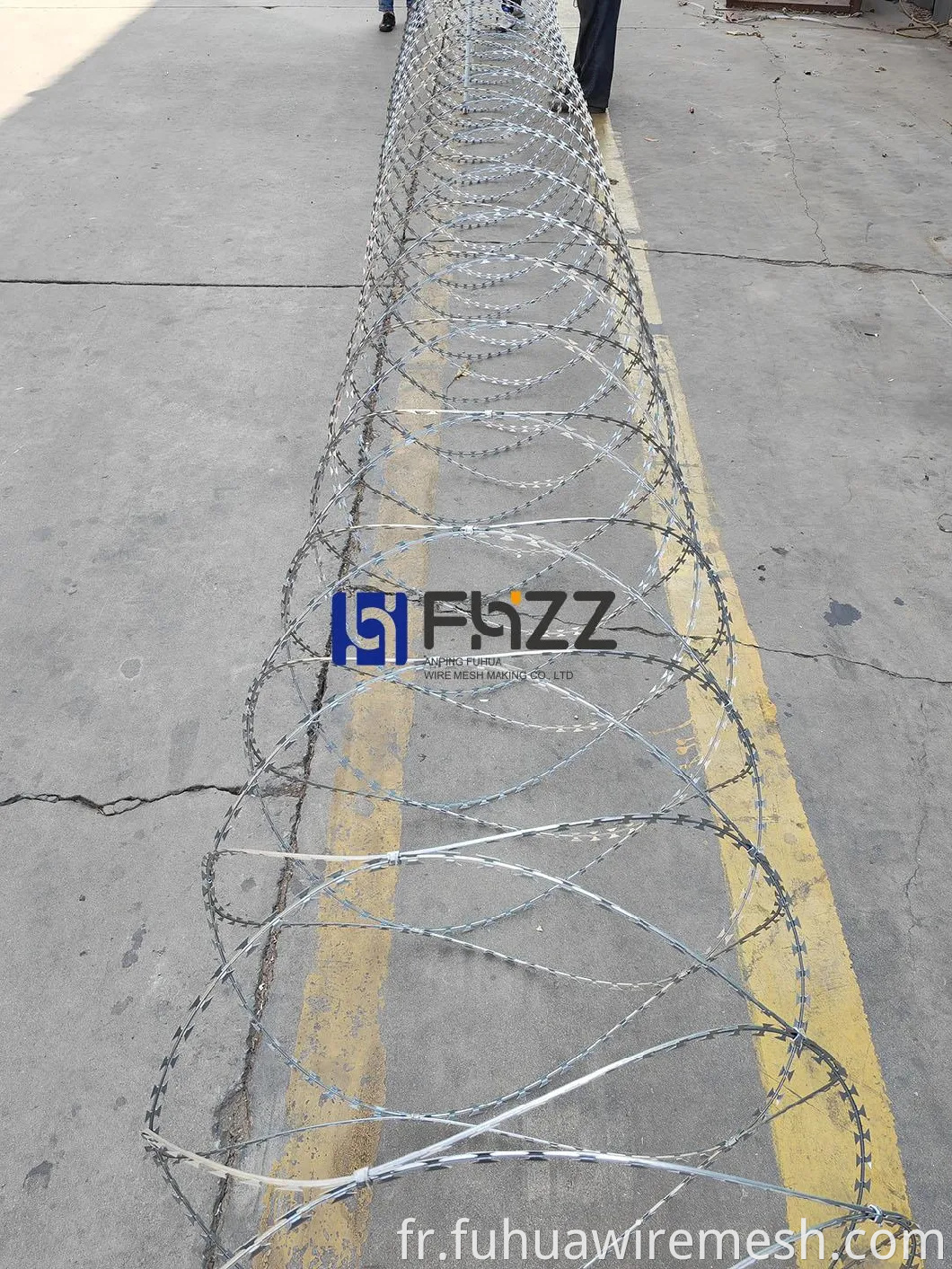 Diamètre 700 mm Galvanisé Concertina, BTO-22 Concertina Razor Wire, Hot trempé de rasoir galvanisé